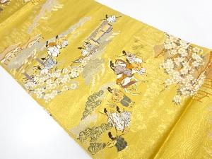 リサイクル　九百錦純銀純金箔時代人物に寺院・舟模様織出し袋帯